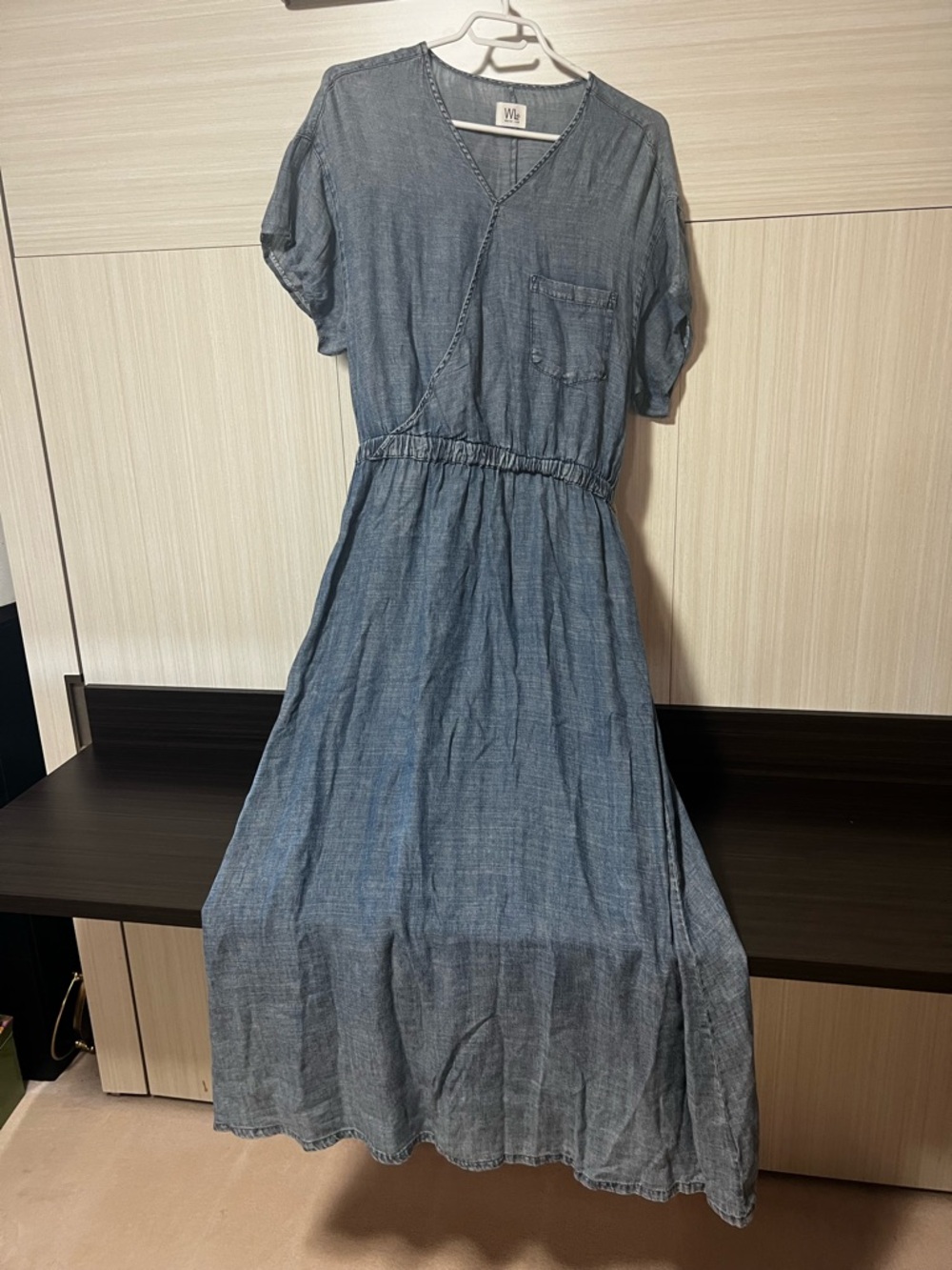 Wash Lab Denim BoHo Cowgirl Short Sleeve Maxi Dress size L - Picture 8 of 14